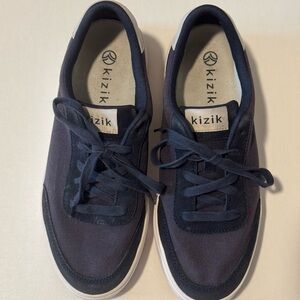 Kizik Prague Hands Free Canvas & Suede Navy Sneakers 9M/W 10.5